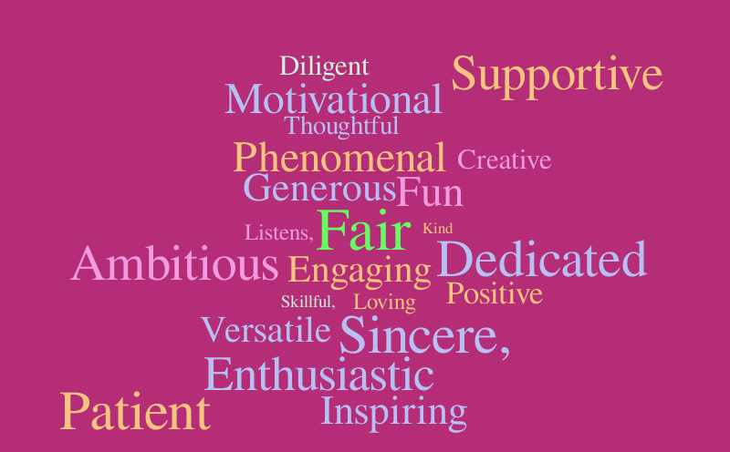 Teacher Characteristics – Word cloud – WordItOut
