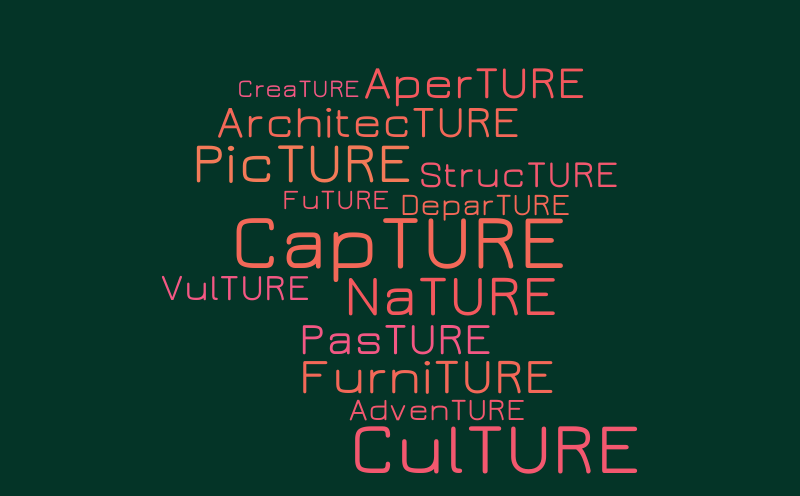 Words ending in TURE – Word cloud – WordItOut