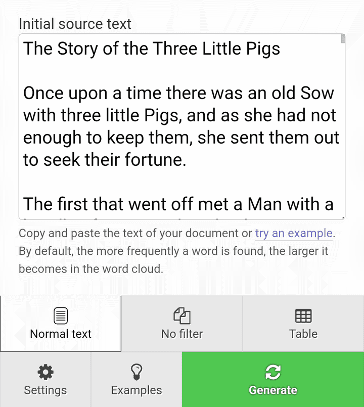 The interface on mobile when adding a source text